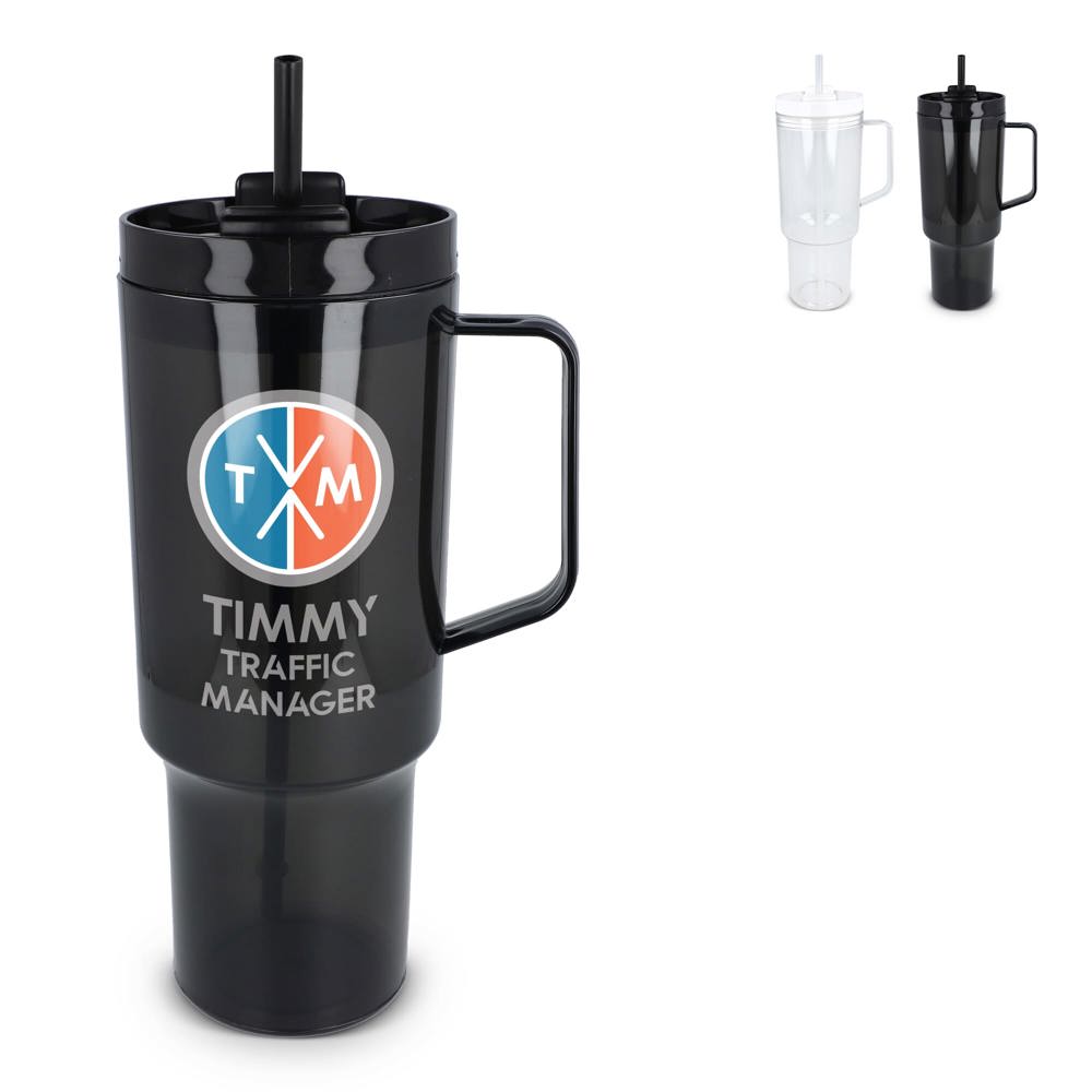 Miami beker met handvat Transparant 1.2 L R-PET - voor bedrijven en relatiegeschenken