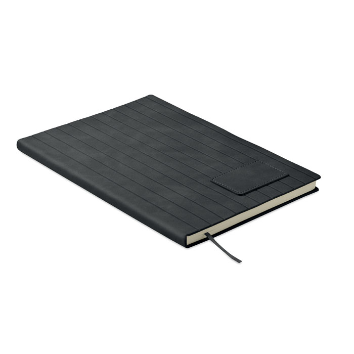TINTRAY - A5 notitieboek in smokey PU - voor bedrijven en relatiegeschenken - Zwart