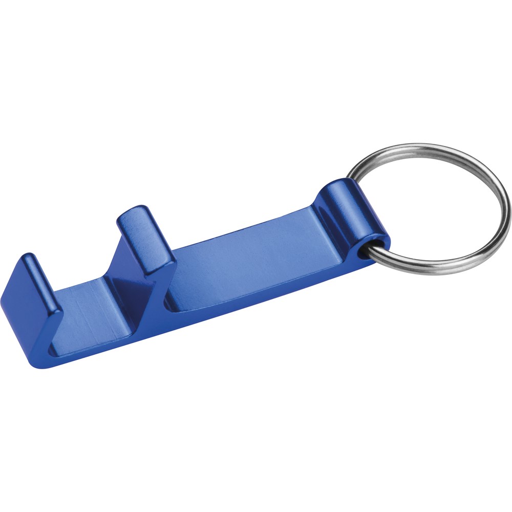 Sleutelhanger met flesopener - bedrukt of onbedrukt verkrijgbaar - blauw