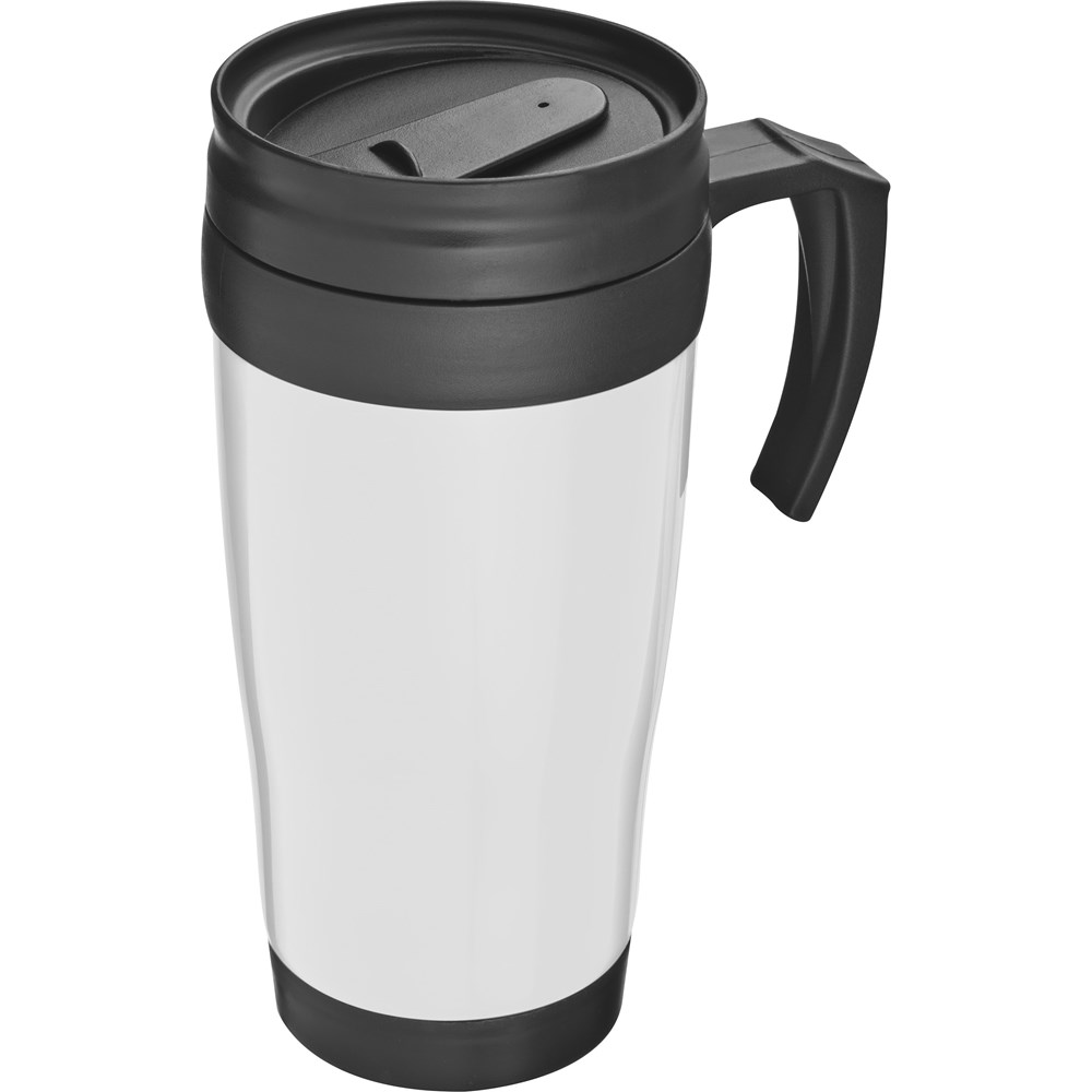 Kunststof drinkbeker met afsluitbare deksel- 0,4L - met logo of onbedrukt bestellen - Wit