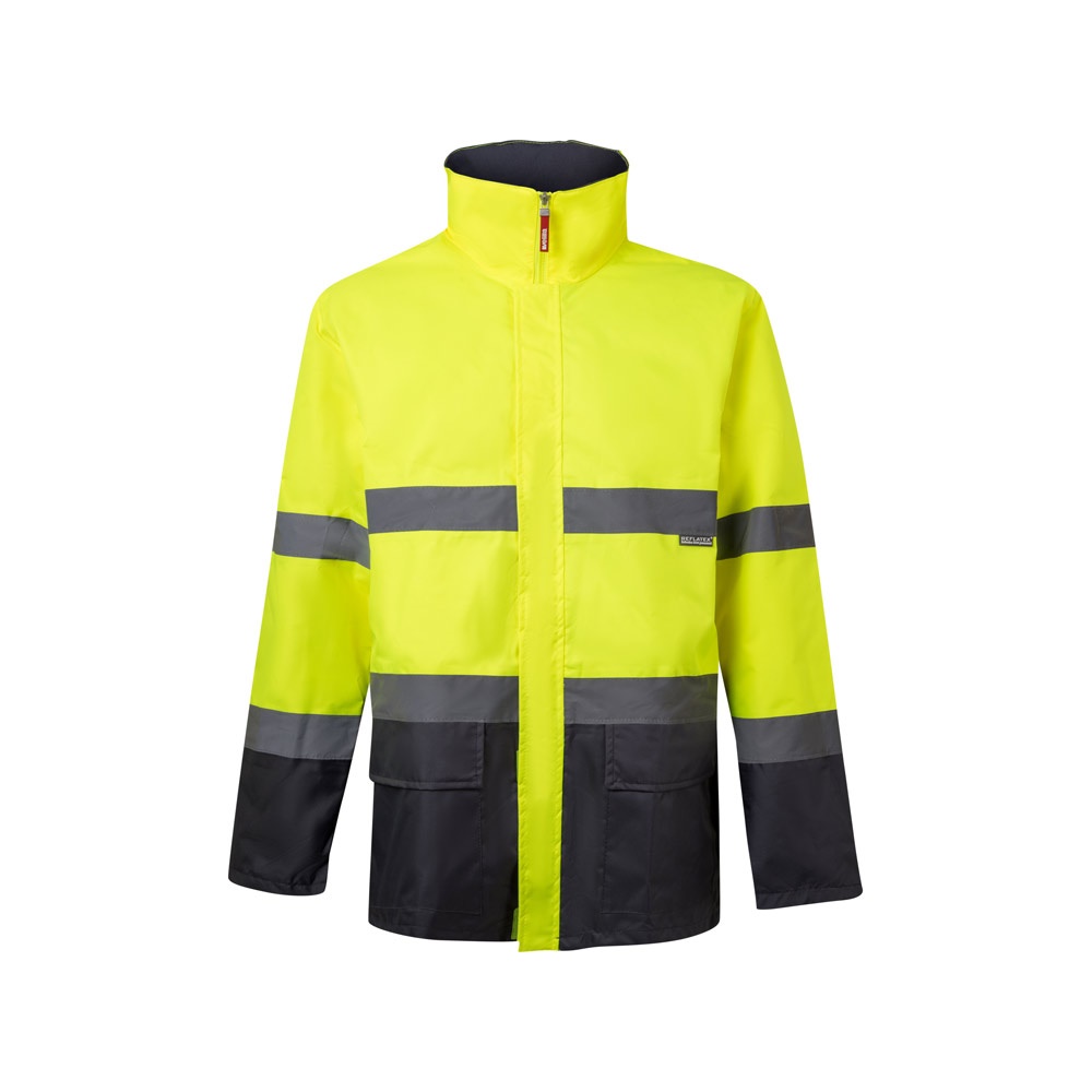 VL THEMIS LARGE. Tweekleurige parka (190g/m²) van polyester (100%) met PU-coating - voor bedrijven en - Grijs, Geel