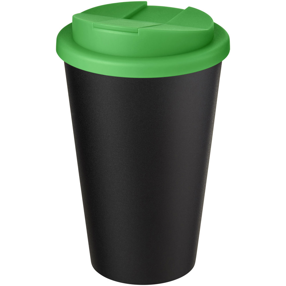 Americano® Eco 350 ml gerecyclede beker met spill-proof deksel - voor bedrijven en relatiegeschenken - Groen, Zwart