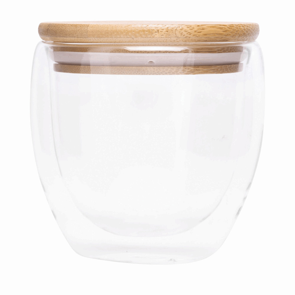 BAMBOO ART S - Dubbelwandig glas, inhoud ca. 250 ml. - voor bedrijven en relatiegeschenken