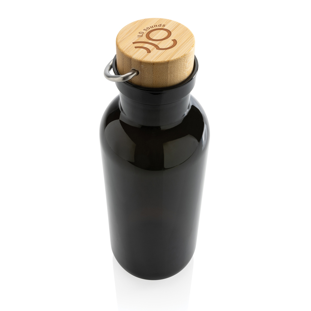 RCS recycled PET fles met bamboe deksel en handvat