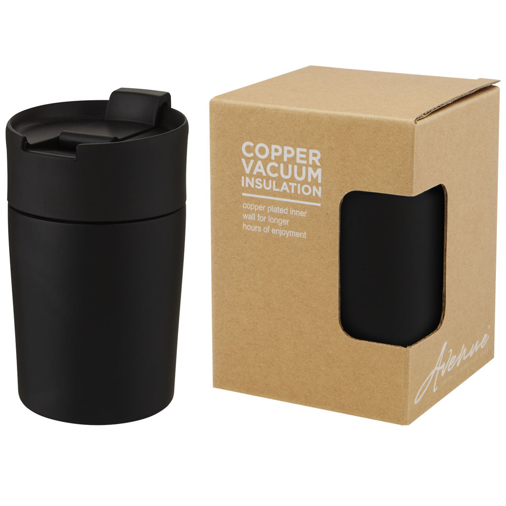 Jetta 180 ml koperen vacuüm geïsoleerde beker - bedrukt of onbedrukt verkrijgbaar - zwart