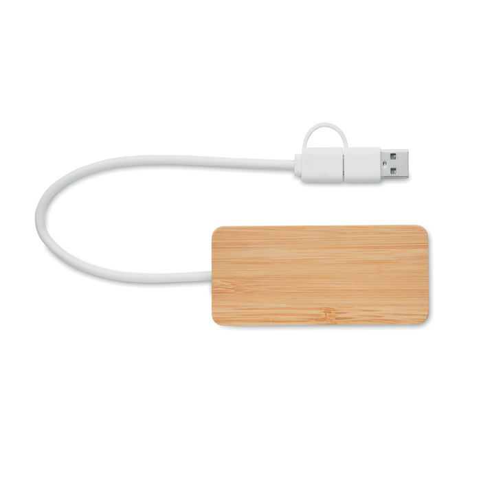HUBBAM - Bamboe USB hub 3 poorten