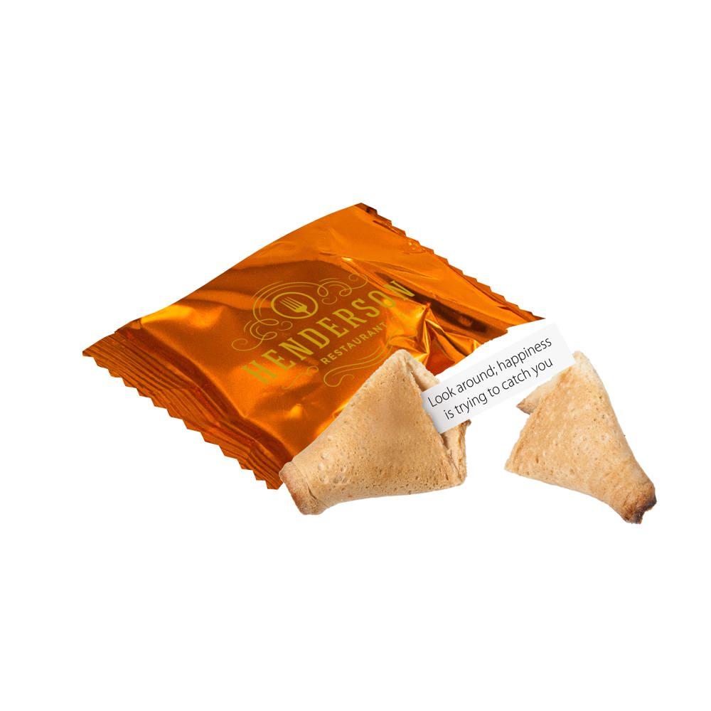 Gelukskoekje in bedrukt folie - met logo of onbedrukt bestellen - Oranje