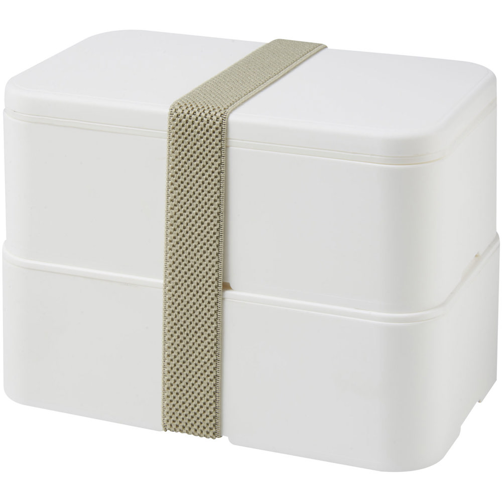MIYO 700+700 ml dubbellaagse lunchtrommel - voor bedrijven en relatiegeschenken - Wit, Wit, Kiezelgrijs