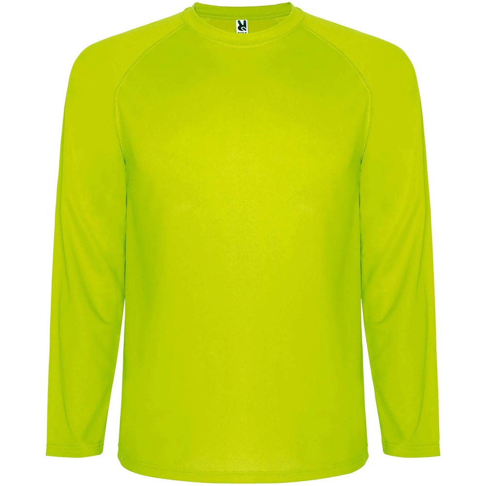 Montecarlo heren sport t-shirt met lange mouwen - met logo of onbedrukt bestellen - Fluorgeel