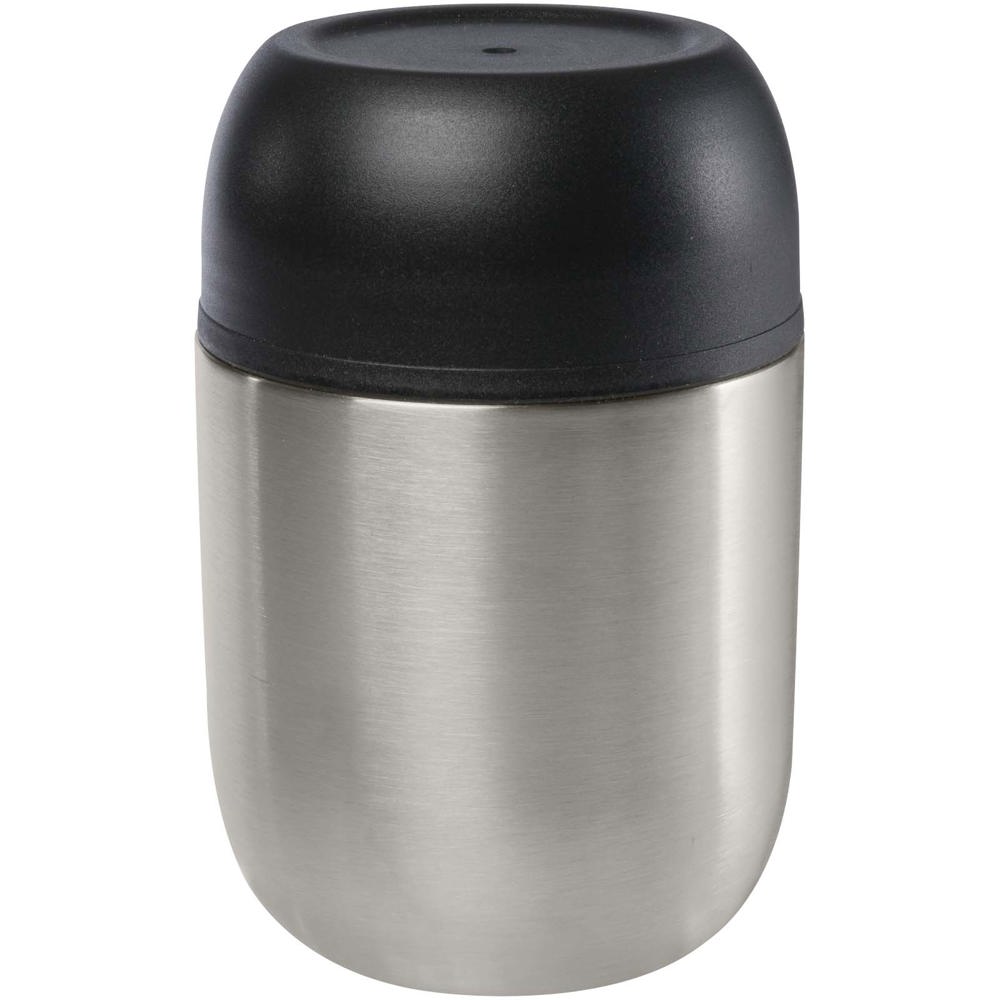 Supo 480 ml dubbelwandige lunchpot van gerecycled roestvrij staal met opvouwbare lepel - voor bedrijven en - Zilver