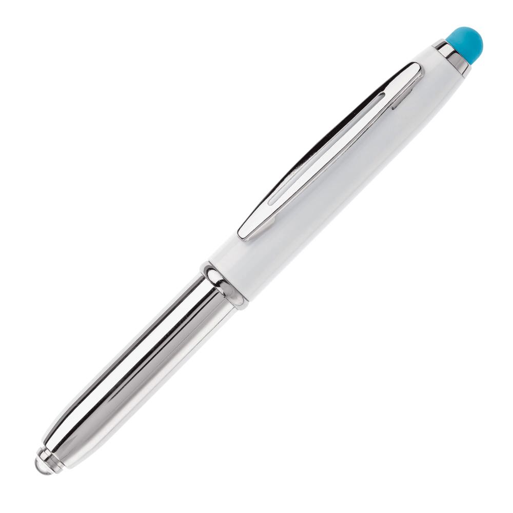 Balpen Shine stylus metaal - kopen of bedrukken - Wit / Lichtblauw