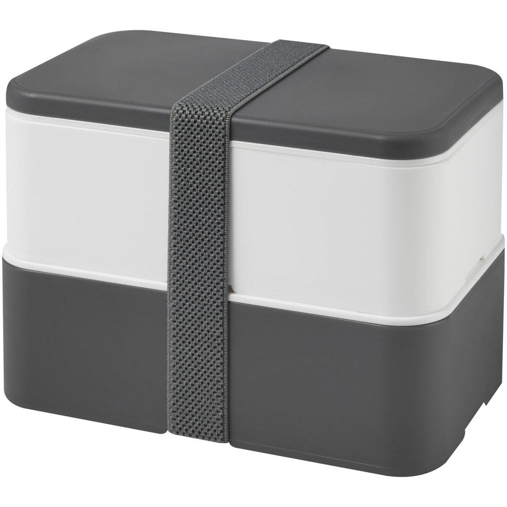 MIYO 700+700 ml dubbellaagse lunchtrommel - voor bedrijven en relatiegeschenken - Grijs, Wit, Grijs
