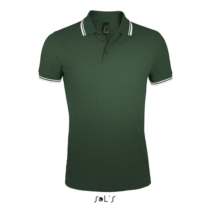 PASADENA MEN - PASADENA HEREN POLO 200 - met logo of onbedrukt bestellen - Forest Green/White