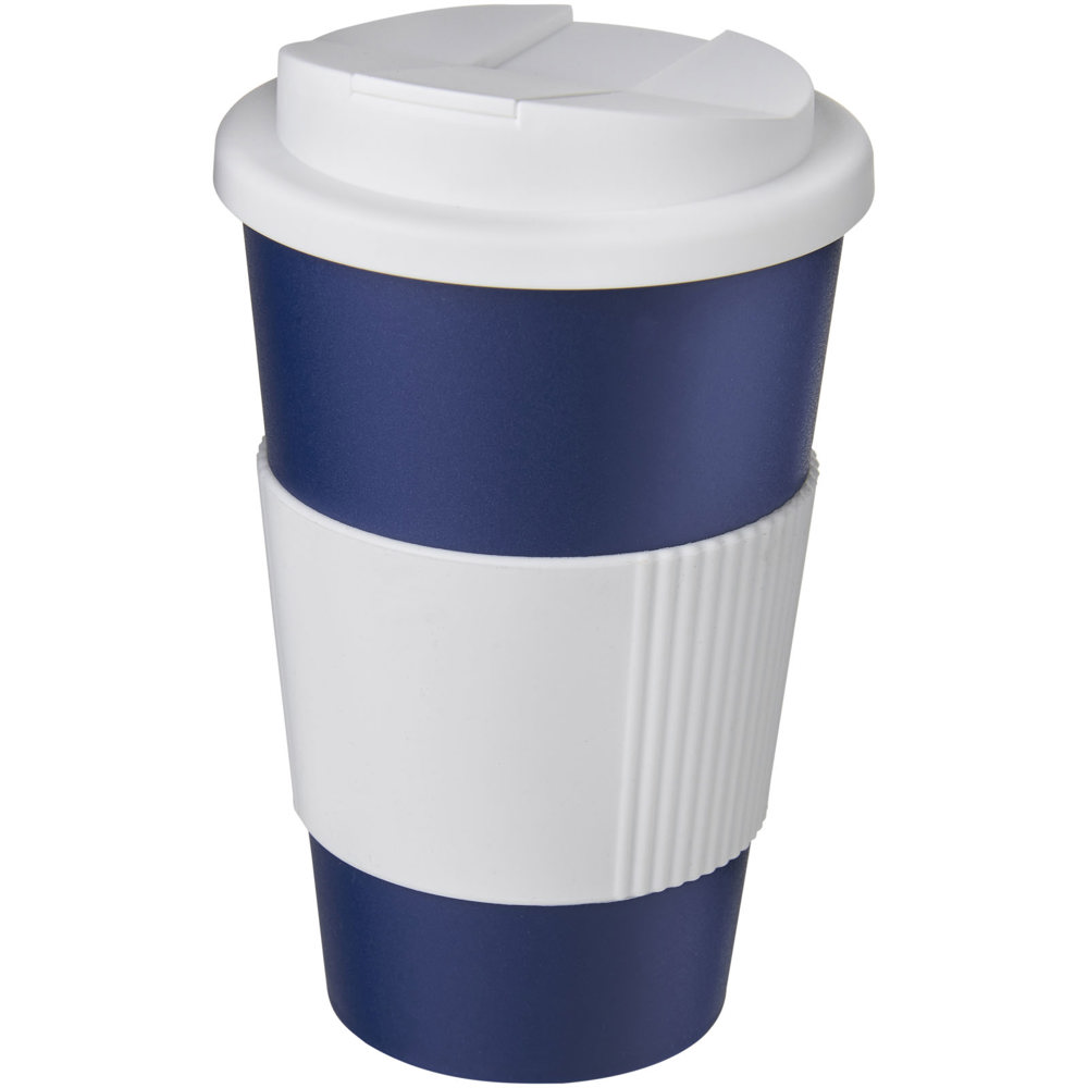 Americano® 350 ml geïsoleerde beker met handvat - voor bedrijven en relatiegeschenken - Blauw, Wit
