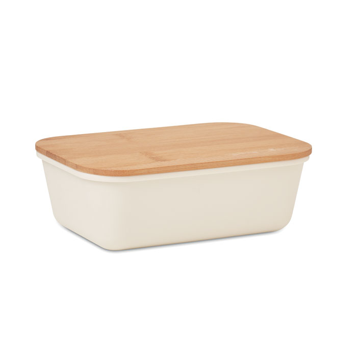 THURSDAY - Lunchbox PP bamboe deksel 1L - met logo of onbedrukt bestellen - Beige