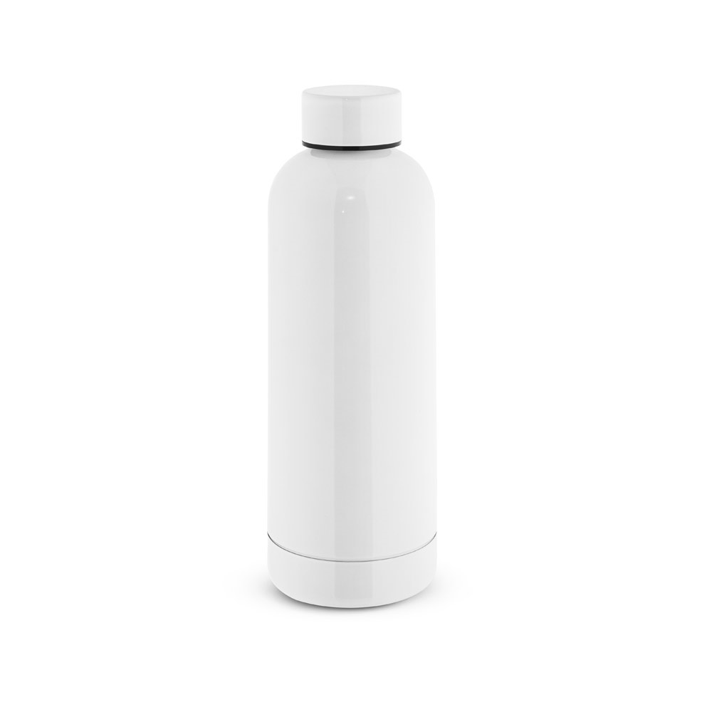ODIN METTALIC. Fles van 90% gerecycled roestvrijstaal 550 mL - met logo of onbedrukt bestellen - wit
