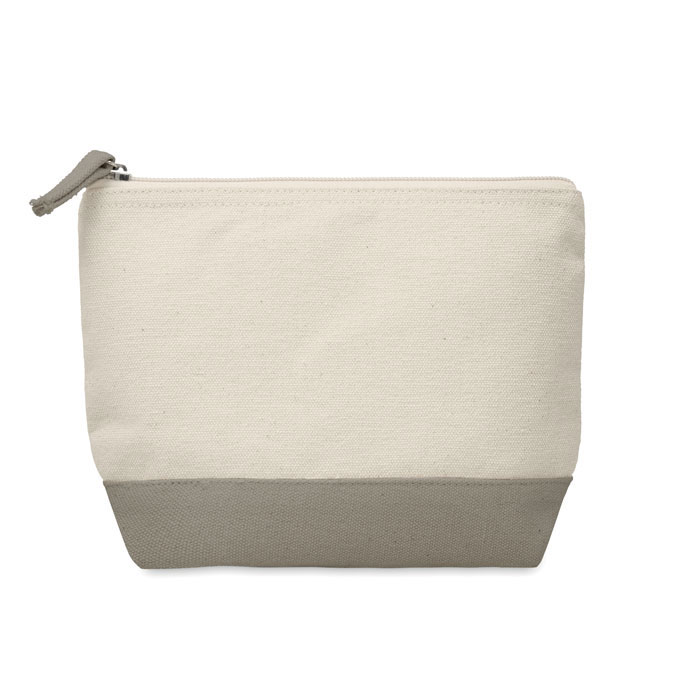 KLEUREN - 2-Kleurige katoenen toilettas - bedrukt of onbedrukt verkrijgbaar - Grijs
