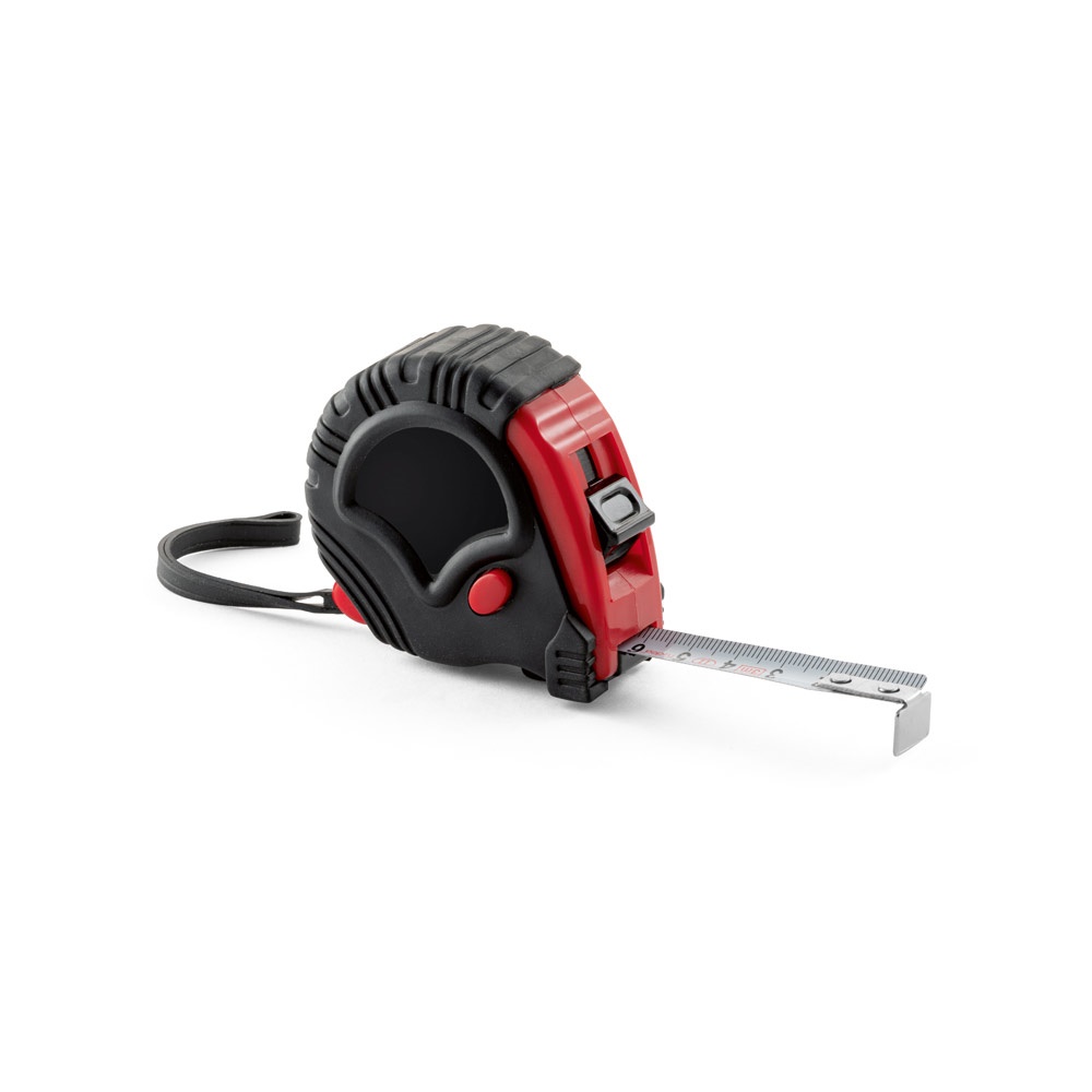 GULIVER V. Rolmaat van ABS (5 m) - voor bedrijven en relatiegeschenken - Rood