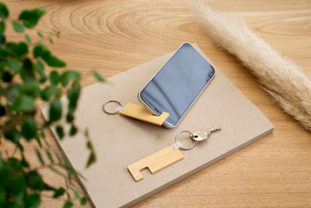 Bamboe sleutelhanger met telefoonhouder Orlando