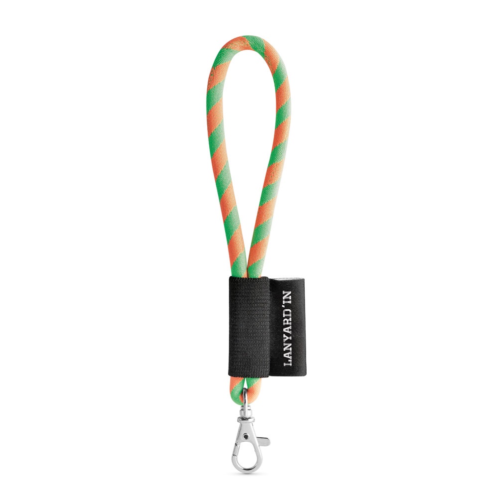 75090. Lanyard Tube Short Set. Standaard modellen - voor bedrijven en relatiegeschenken - Hexachrome groen, Oranje