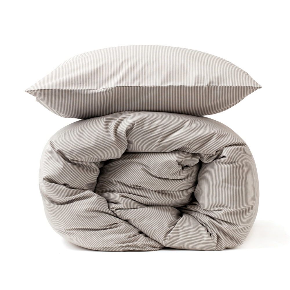 VINGA Montgomery premium katoenen beddengoed, 4-delige set - voor bedrijven en relatiegeschenken - grijs, wit (± PMS Grey/ ± PMS White)