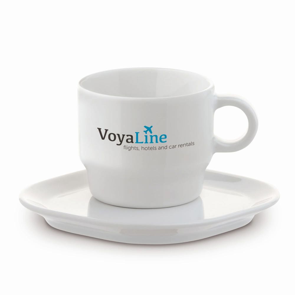 Kop & schotel vierkant Satellite 180ml - kopen of bedrukken