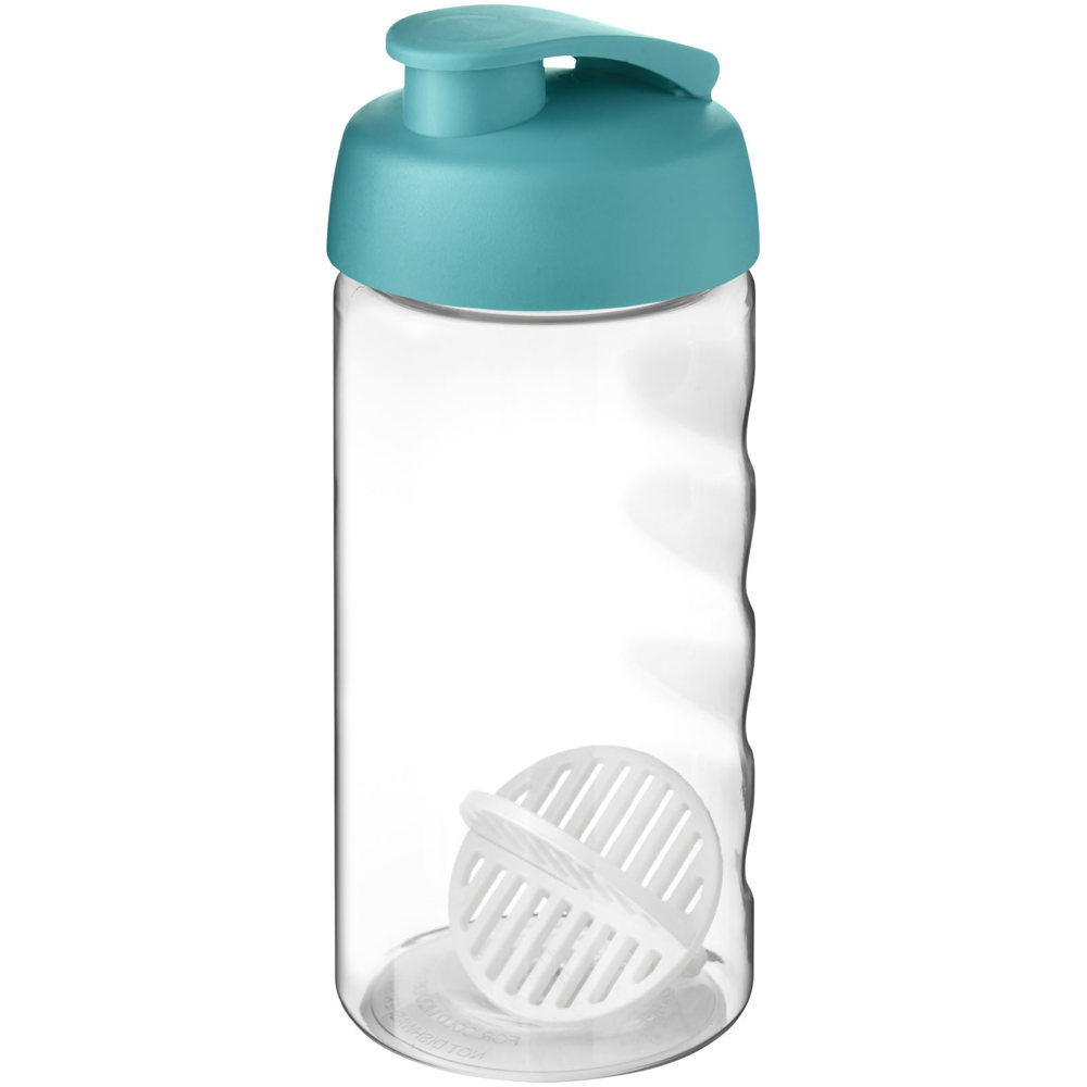 H2O Active® Bop 500 ml sportfles met shaker bal - met logo of onbedrukt bestellen - Aquablauw, Transparent