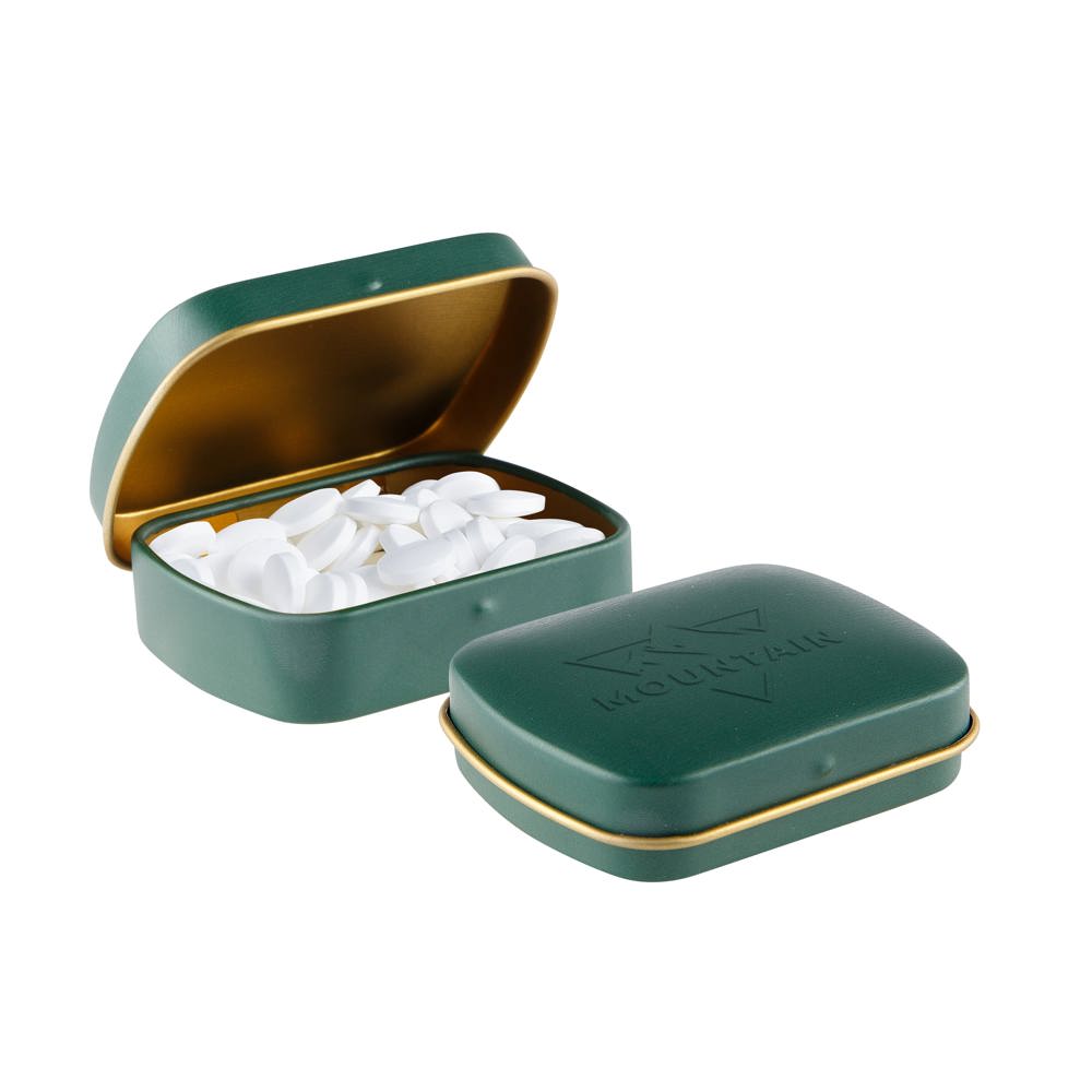 Mini scharnierblikje embossing - bedrukt of onbedrukt verkrijgbaar - Mat Groen/Goud