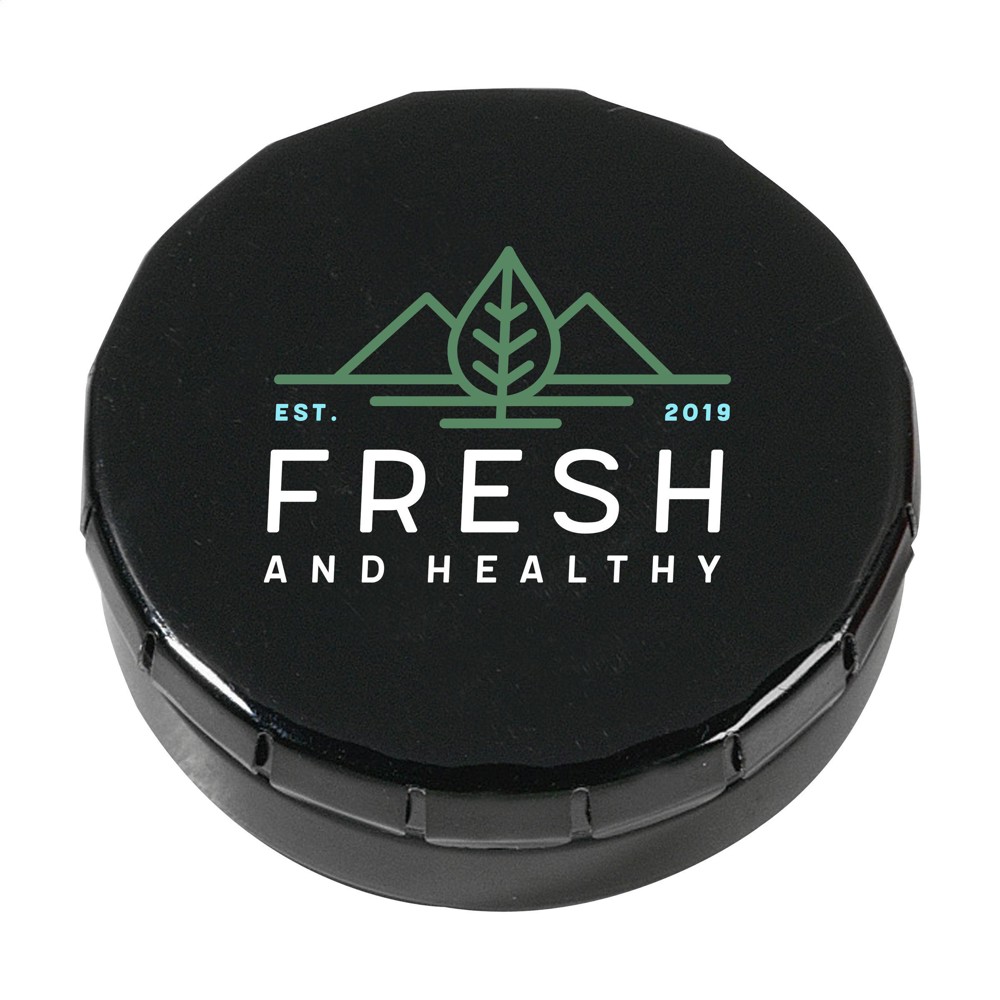 Mini ClicTin pepermuntjes - zwart (± PMS Black)