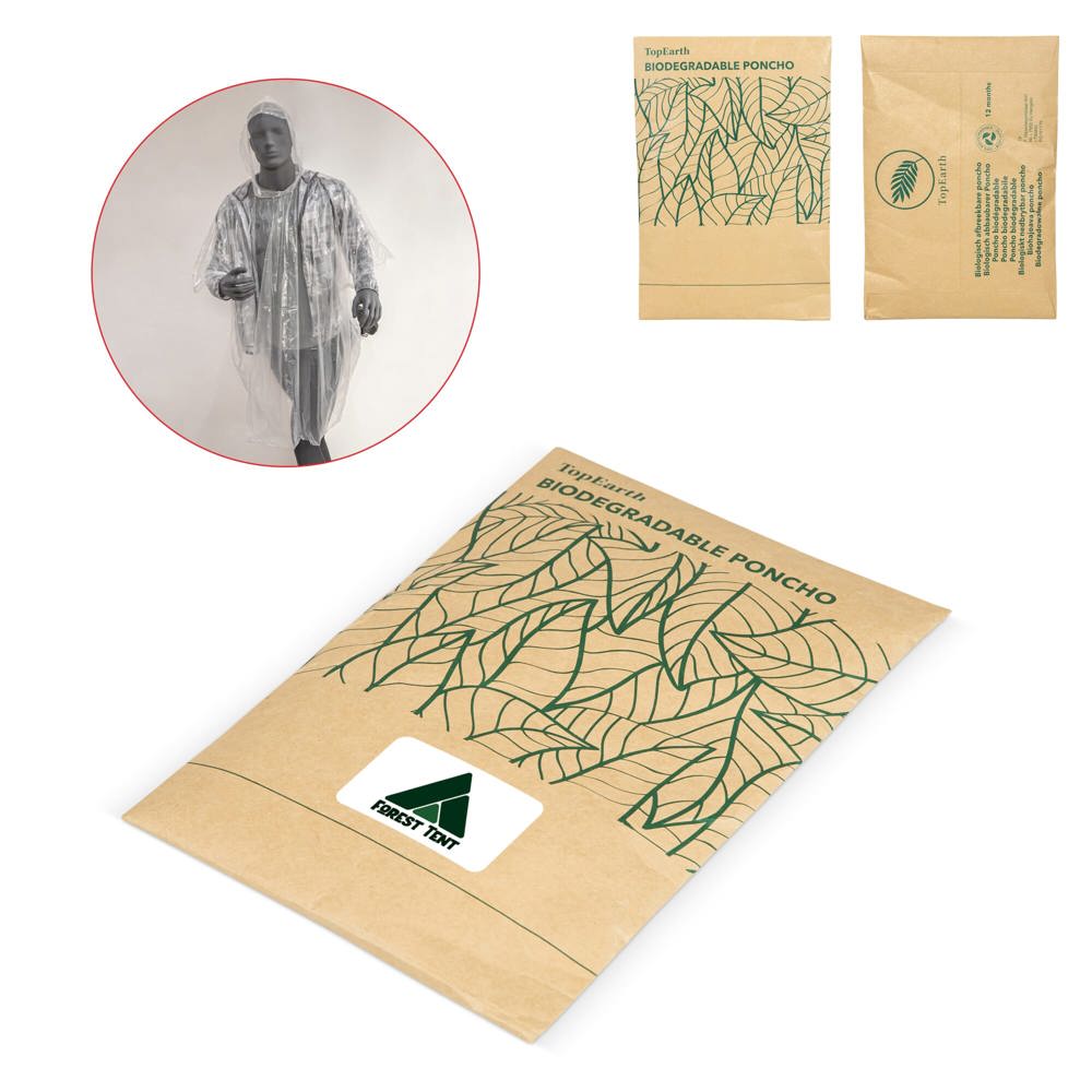 Biologisch afbreekbare regenponcho - met logo of onbedrukt bestellen