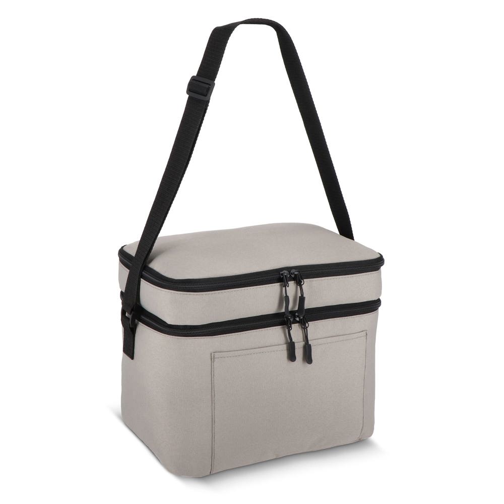 600D gerecycled PET koeltas met twee vakken 30 x 20 x 25 cm 12 L - met logo of onbedrukt bestellen - grijs