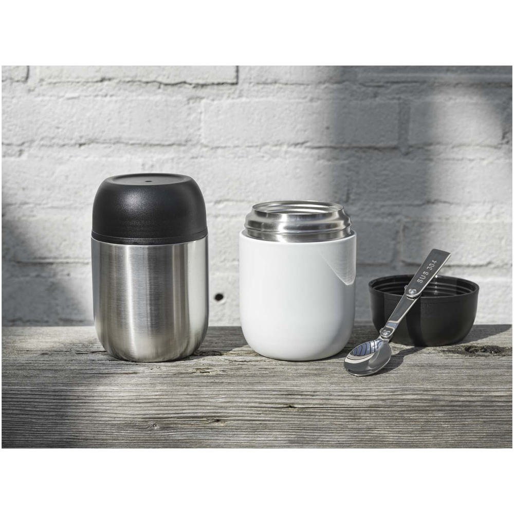 Supo 480 ml dubbelwandige lunchpot van gerecycled roestvrij staal met opvouwbare lepel