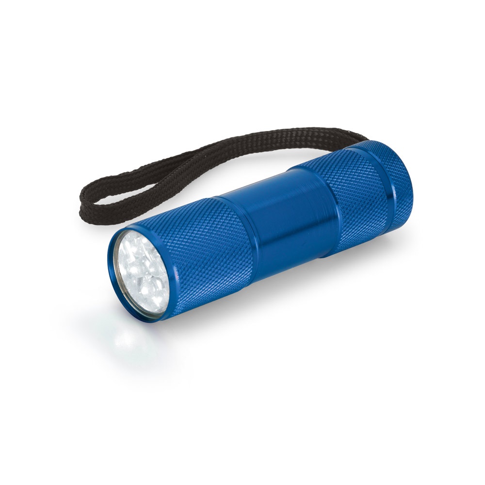 FLASHY. Aluminium zaklamp met 9 LED's en handvat - met logo of onbedrukt bestellen - Royal Blauw