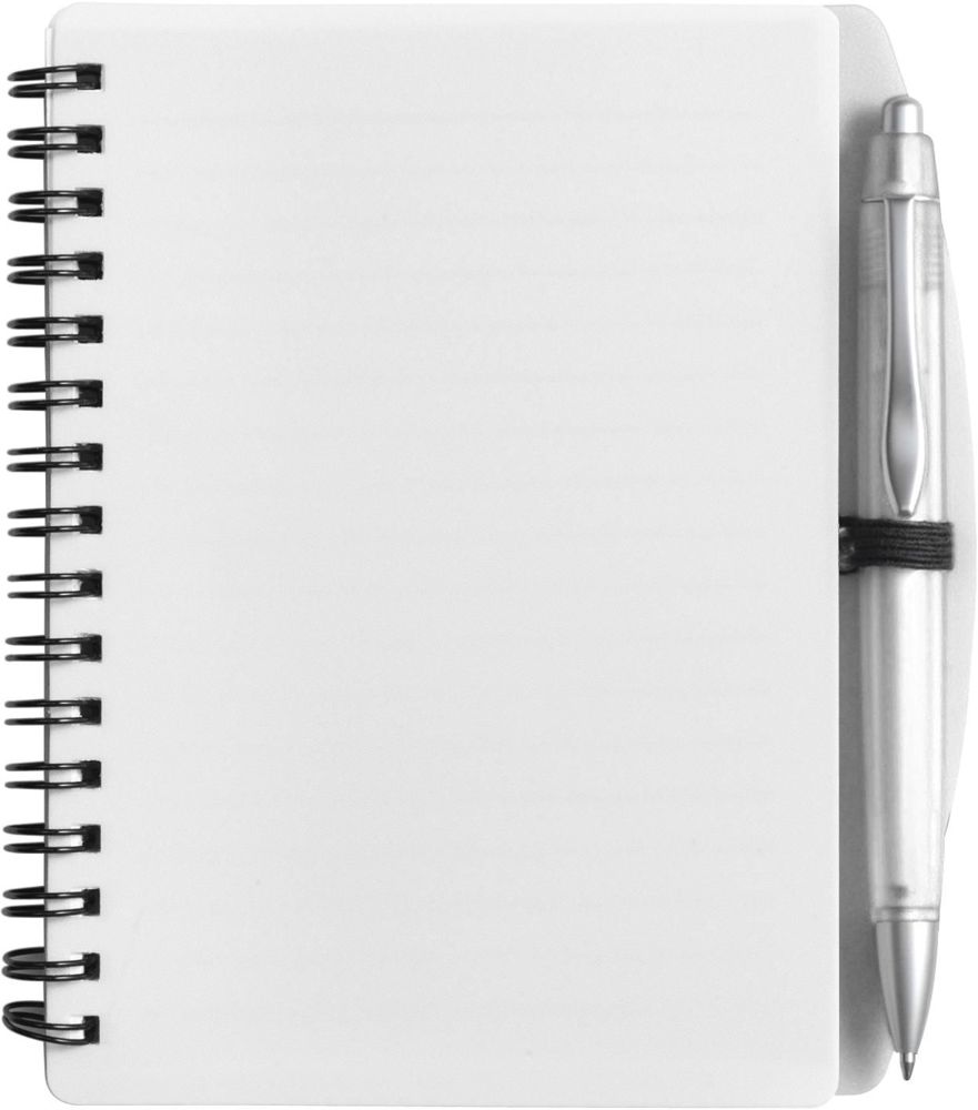 PU notitieboek met balpen Kimora - met logo of onbedrukt bestellen - Wit