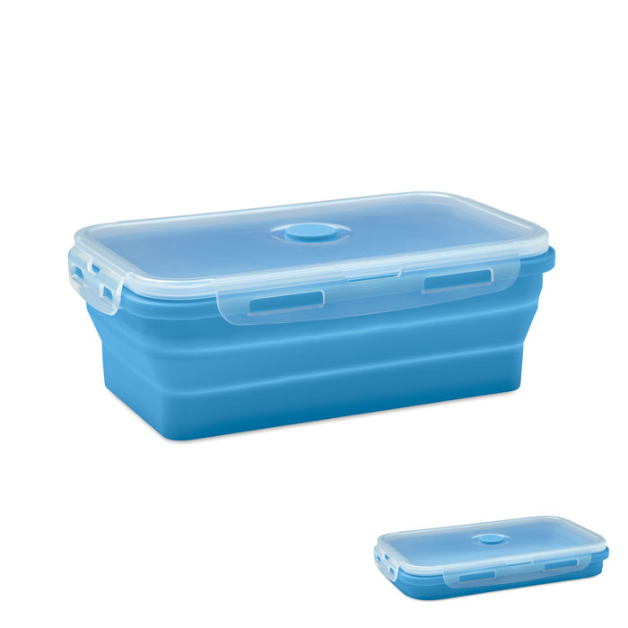 KOLAPSO - Inklapbare siliconen lunchbox - bedrukt of onbedrukt verkrijgbaar - Babyblauw