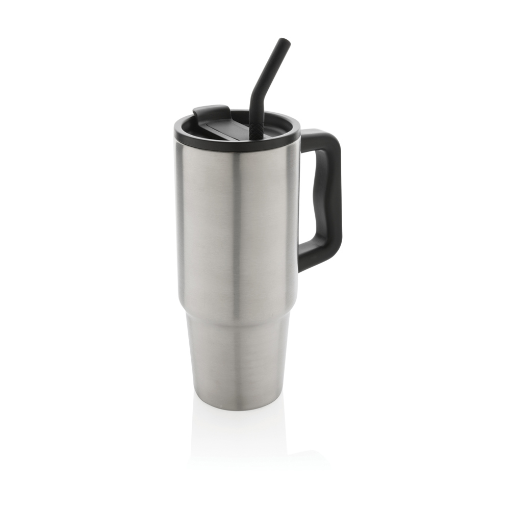 Embrace deluxe RCS recycled RVS drinkbeker 900ml - met logo of onbedrukt bestellen - zilver (± PMS 428)
