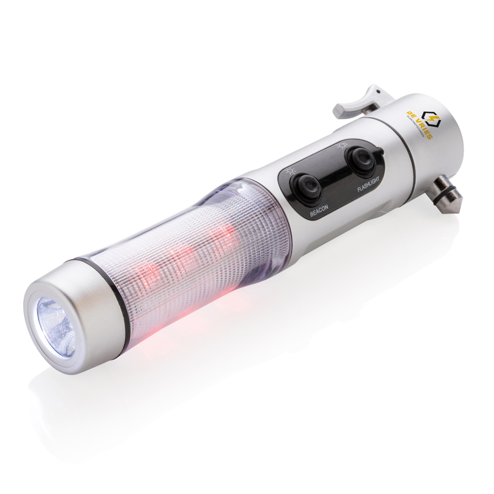 Veiligheidszaklamp met noodhamer