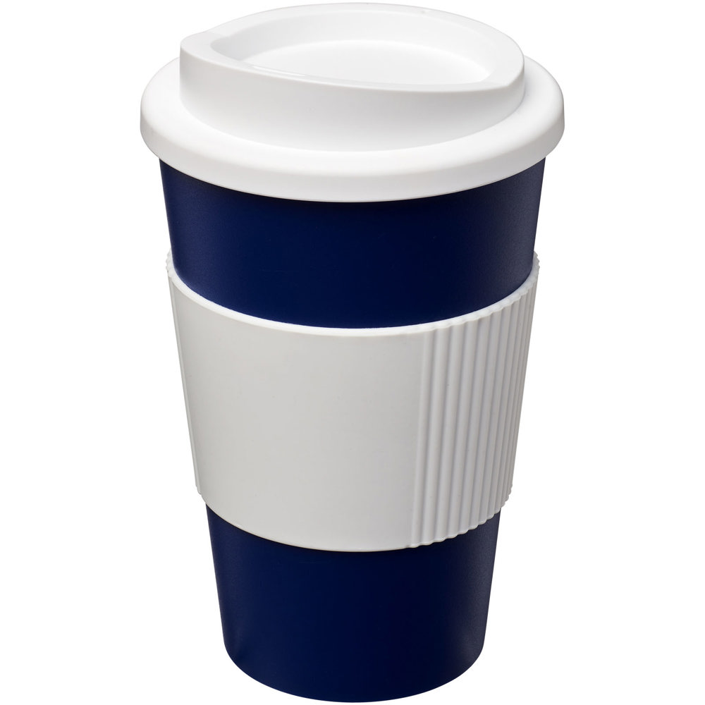 Americano® 350 ml geïsoleerde beker met grip - kopen of bedrukken - Blauw, Wit