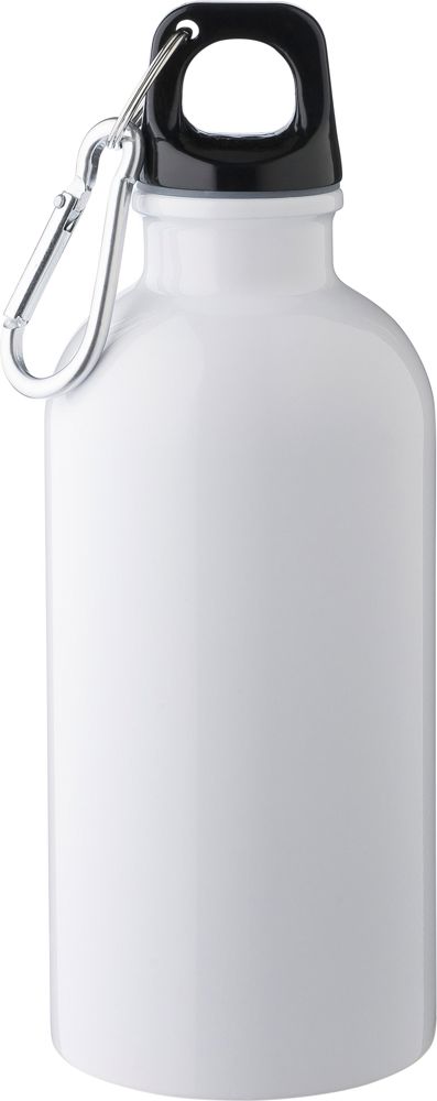 Gerecyclede roestvrijstalen enkelwandige fles (400 ml) Sable - voor bedrijven en relatiegeschenken - wit