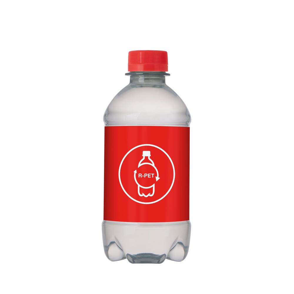 Bronwater 330 ml met draaidop - bedrukt of onbedrukt verkrijgbaar - transparant/rood