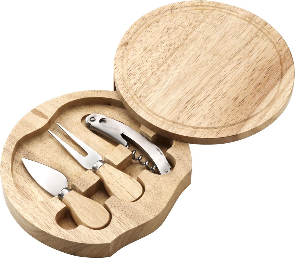 Houten kaasplank set Bellamy - bedrukt of onbedrukt verkrijgbaar