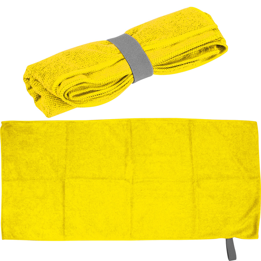 Handdoek van microvezel met elastiek - voor bedrijven en relatiegeschenken - Geel