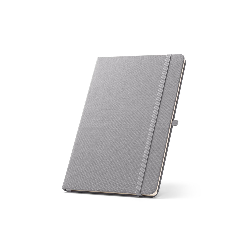 ANNE. A5 notitieblok in gerecycled polyester (100% rPET) met gelinieerde pagina's - kopen of bedrukken - Grijs