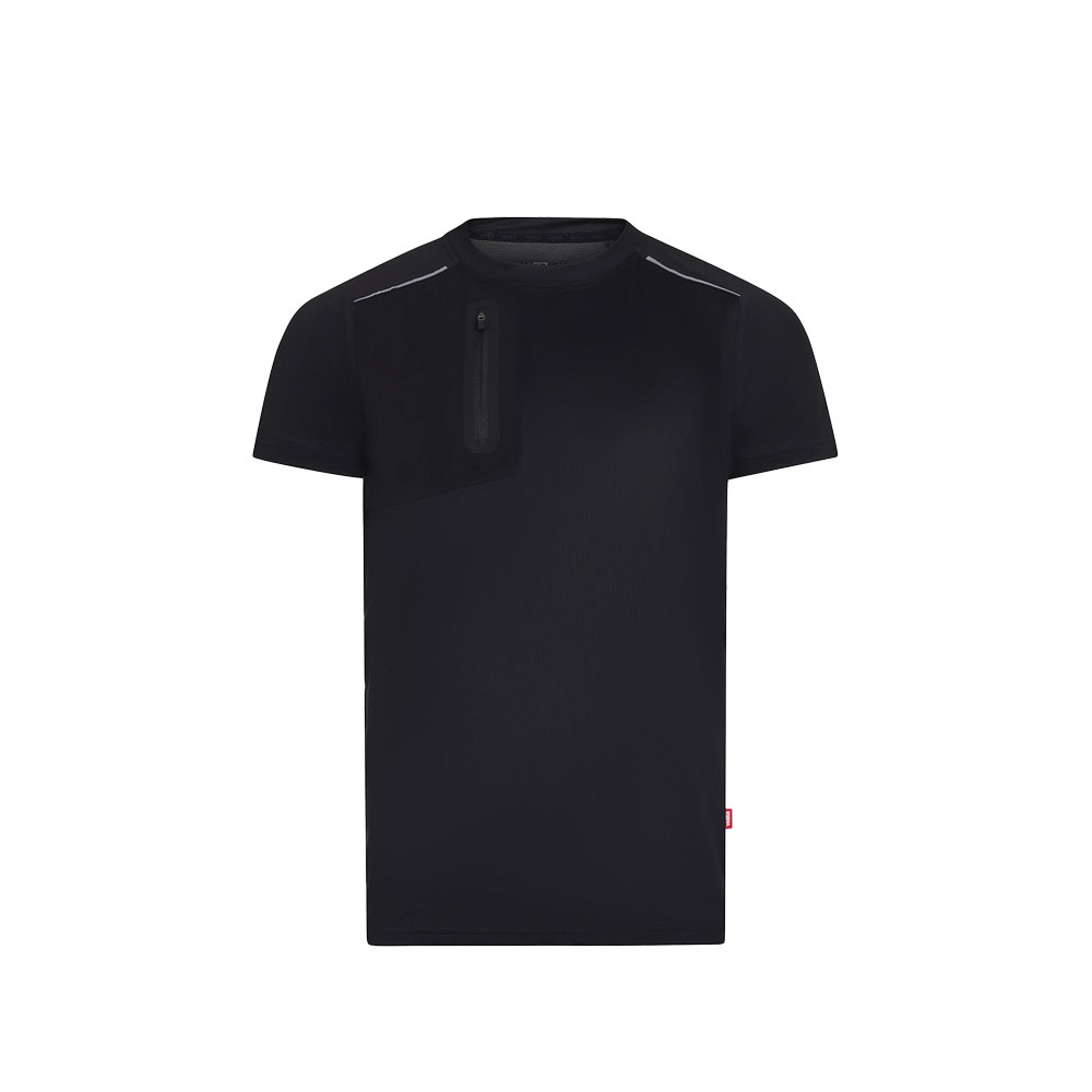 VL RHEA. Technisch wafel-T-shirt (110 g/m²), gemaakt van 100% gerecycled polyester - Zwart