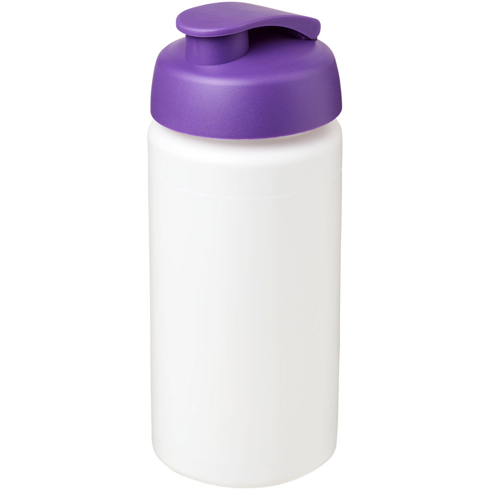 Baseline® Plus grip 500 ml sportfles met flipcapdeksel - met logo of onbedrukt bestellen - Wit, Paars