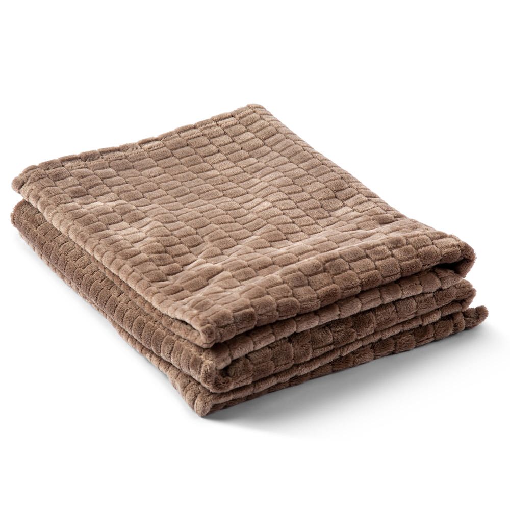 Kosta Linnewafveri Fleece deken Jaquard 130x170 cm - kopen of bedrukken - Licht Bruin