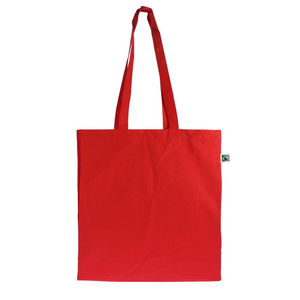 Fairtrade katoenen tas gekleurd lang 140g/m² 38x10x42cm