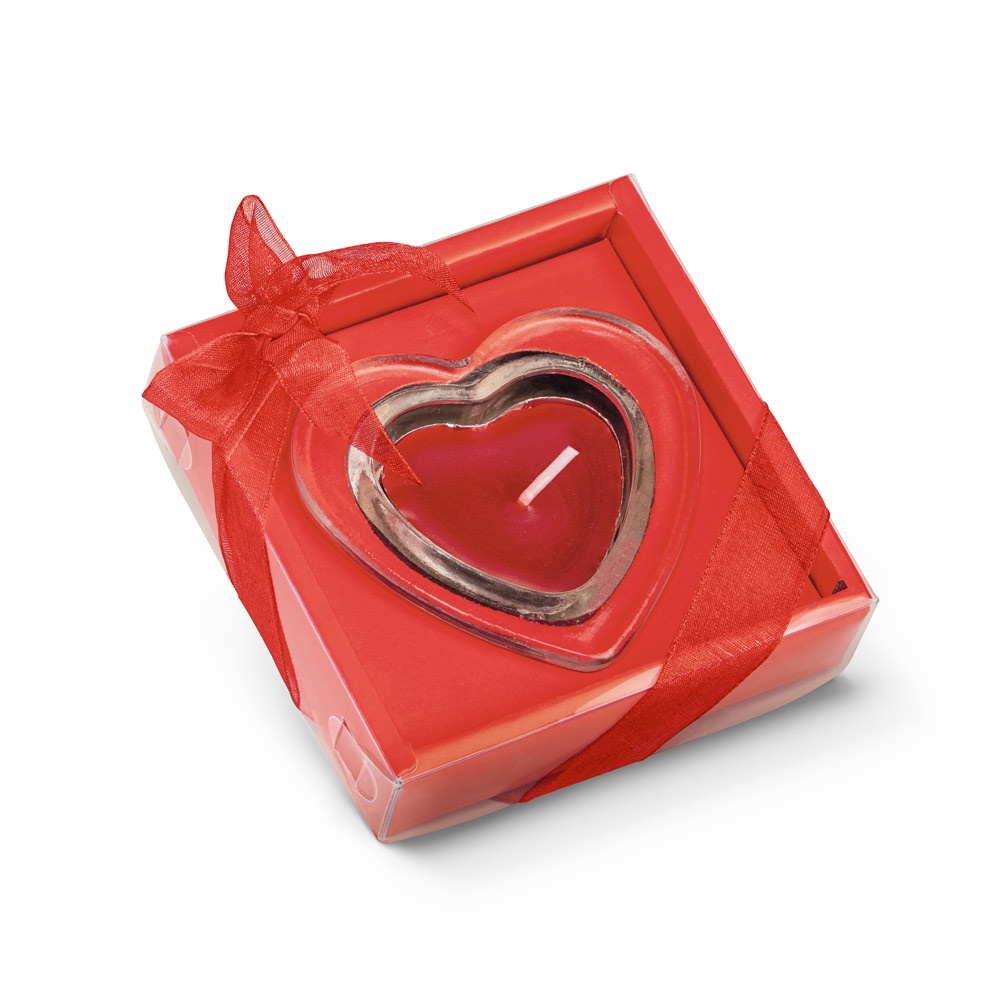 SWEET. Hartvormige kaars en glazen voet - met logo of onbedrukt bestellen