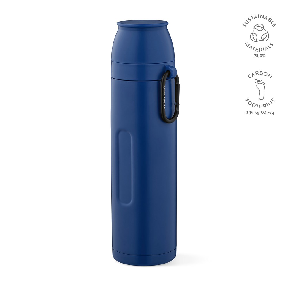 Flinders thermosfles gerecycled roestvrij staal 1080 ml - bedrukt of onbedrukt verkrijgbaar - Marineblauw