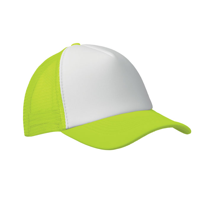 BUBBLE - 5 PANELEN TRUCKER PET - voor bedrijven en relatiegeschenken - Wit/Neongeel